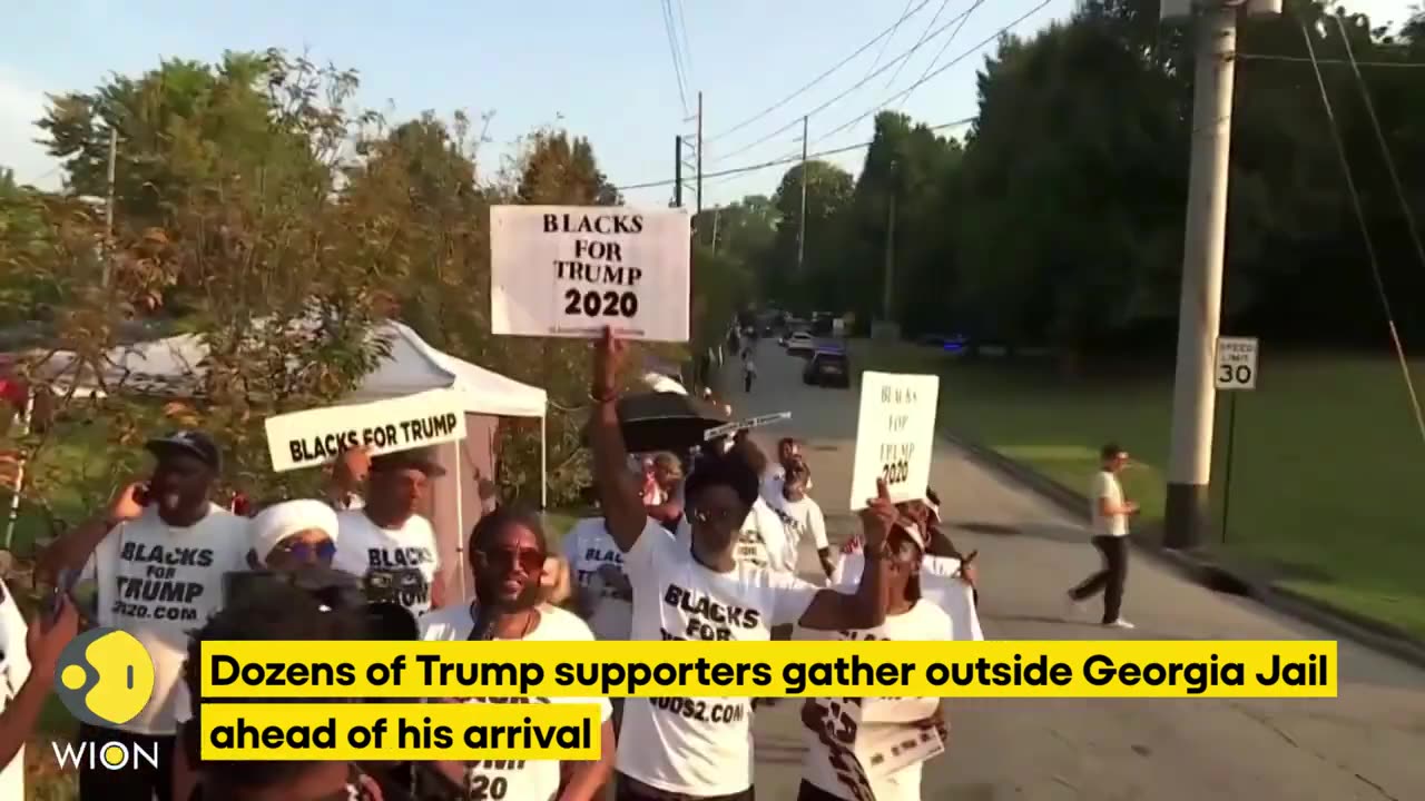 Dozens of Trump supporters gather outside Georgi