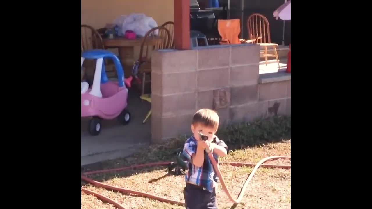 The babies are playing in the water