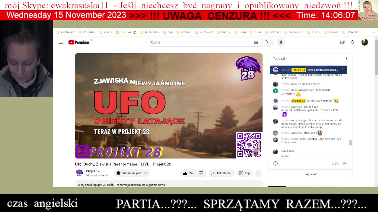 Ewka opowiada o swoich "paranormalnych" zdarzeniach na kanale @Projekt-28 👮🏻 - 15.11.2023 rok