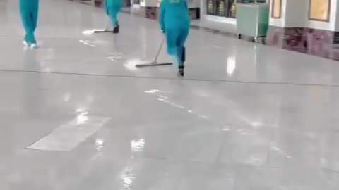 Cleaning the hall