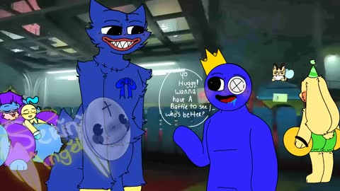 Blue vs Huggy Wuggy Rainbow Friends & Poppy Playtime Crossover (My AU)