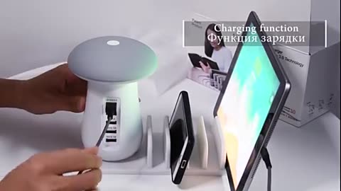 Multi Port USB Mobile Phone Charger Mushroom LED Light Lamp