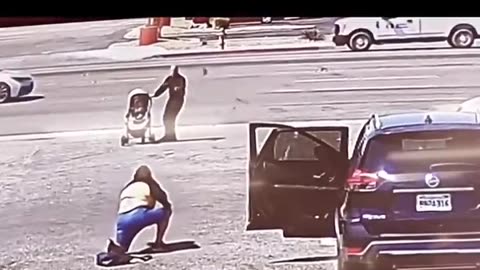 Woman taking care of a baby tripped and fell during an attempt to stop a runaway stroller!