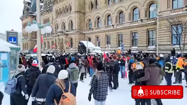 At the Freedom Convoy in Ottawa, police smashed the windows of a vehicle.