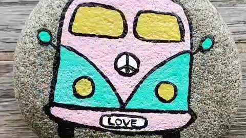 amazing car stone craft pebble painting beautiful stone painting ideas