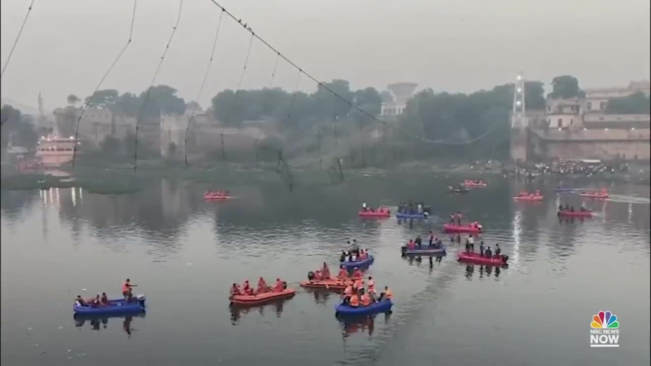 Video Shows Moment Of Deadly India Bridge Collapse
