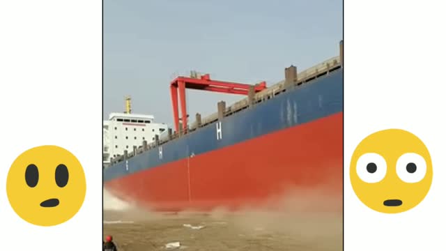 Large New built ship landing on sea