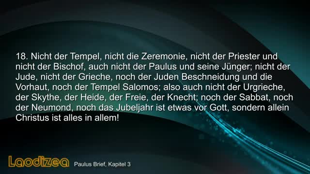 Warnung von Paulus an Kirche von Laodizea ❤️ Jesus offenbart Paulusbrief an Laodizea d. Jakob Lorber