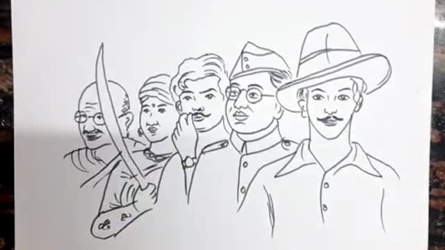 Freedom Fighter Drawing // Independence day drawing // Bhagatsingh & Gandhiji Drawing