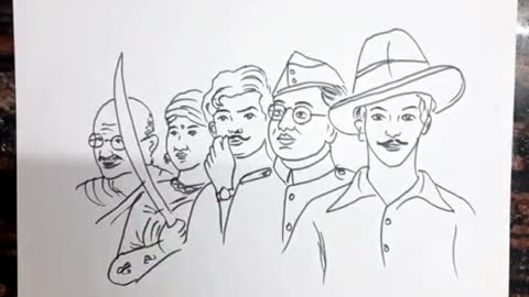 Freedom Fighter Drawing // Independence day drawing // Bhagatsingh & Gandhiji Drawing