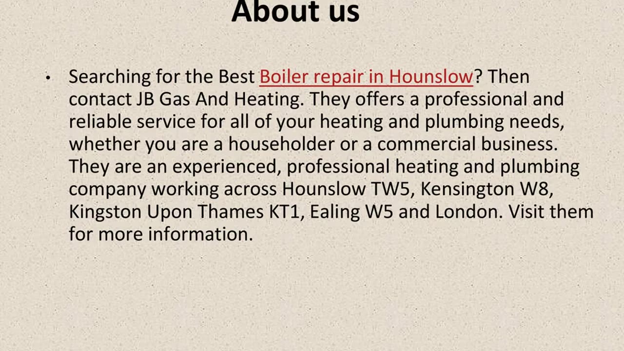 Get The Best Boiler repair in Hounslow.