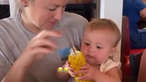 Cute Baby Asking For Corn.