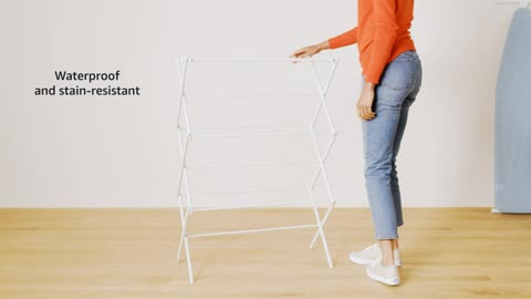 Amazon Basics Foldable Laundry Rack for Air Drying Clothing - 41.8" x 29.5" x 14.5", White