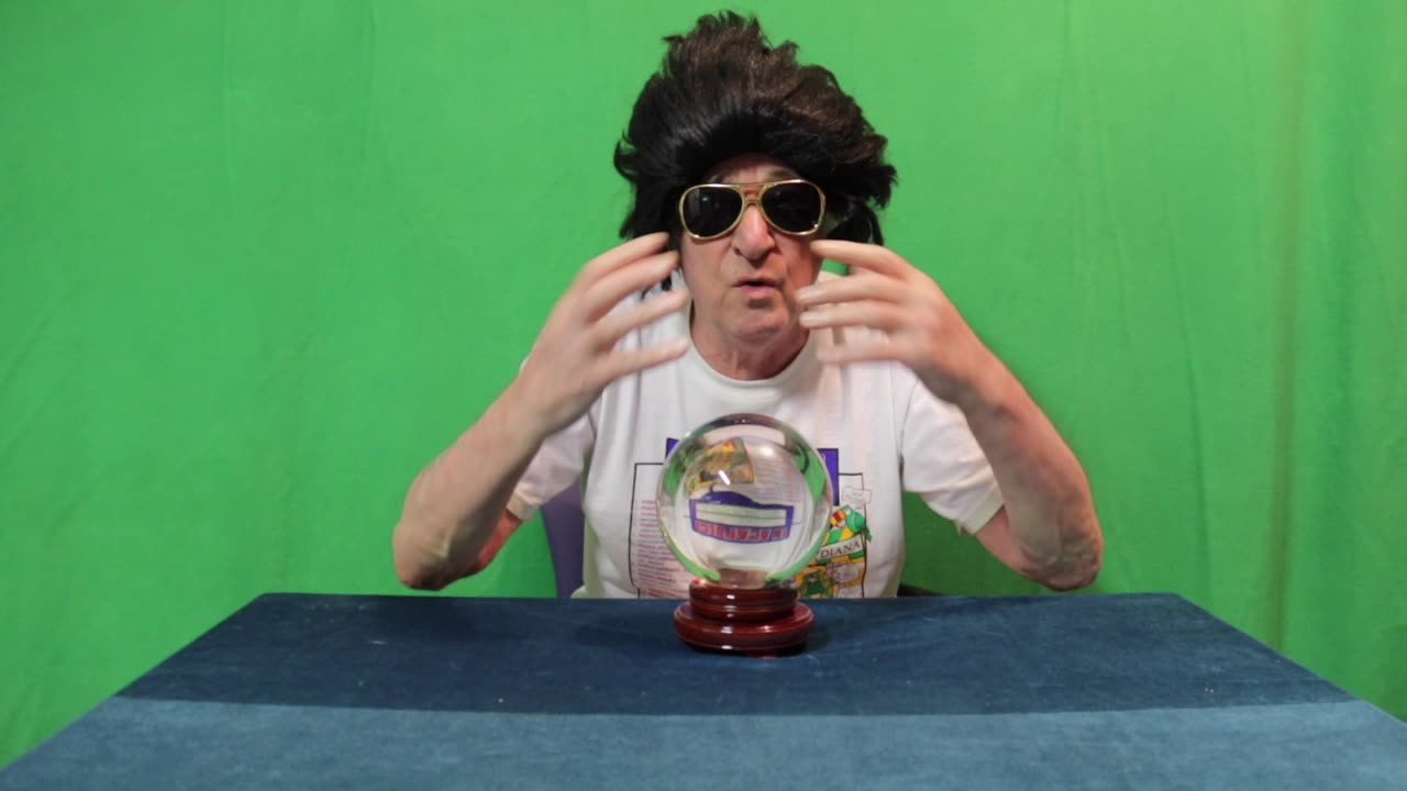 World famous psychic "El Chingon" predicting the future with his crystal ball on June 5, 2023.
