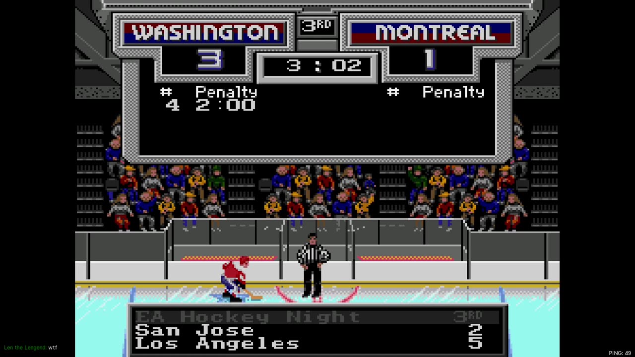 NHL '94 Sega Super Liga Game 21 - dangler (WAS) at Len the Lengend (MON)