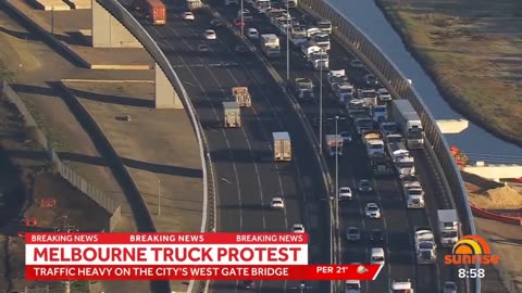 Truckers' protests in Melbourne, Australia, against the increase in fuel prices.