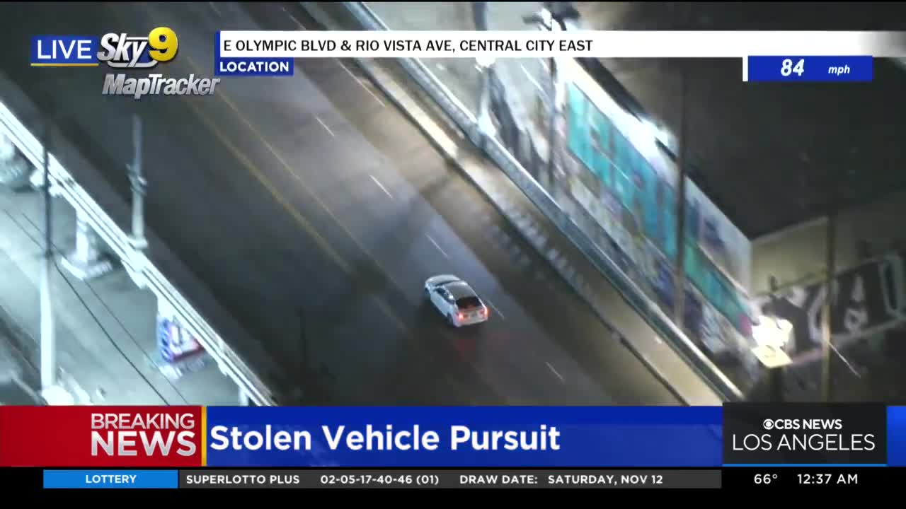 Suspect blows by big rig after exiting freeway