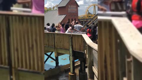 Escaping A Huge Wave In The Waterpark Like A Boss