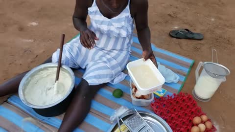 Baking my birthday cake in the village using sand// Village celebrations// Part 1