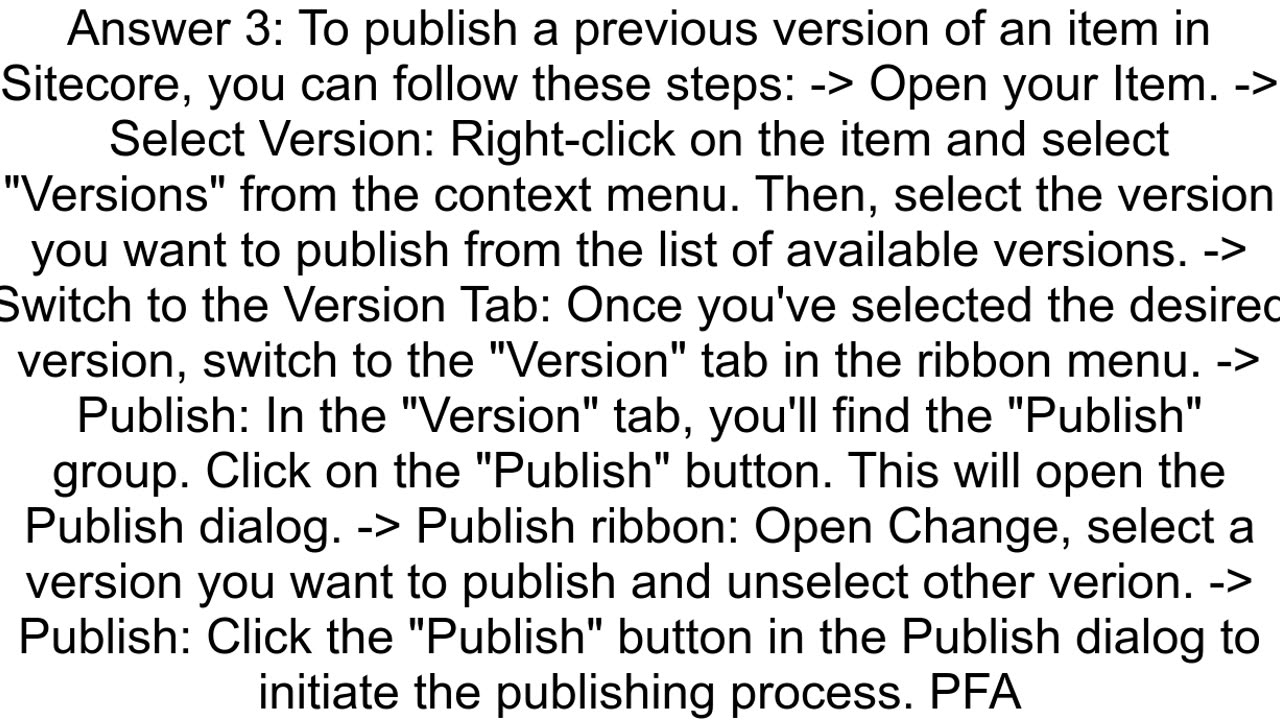 How to publish a previous version of an item in Sitecore