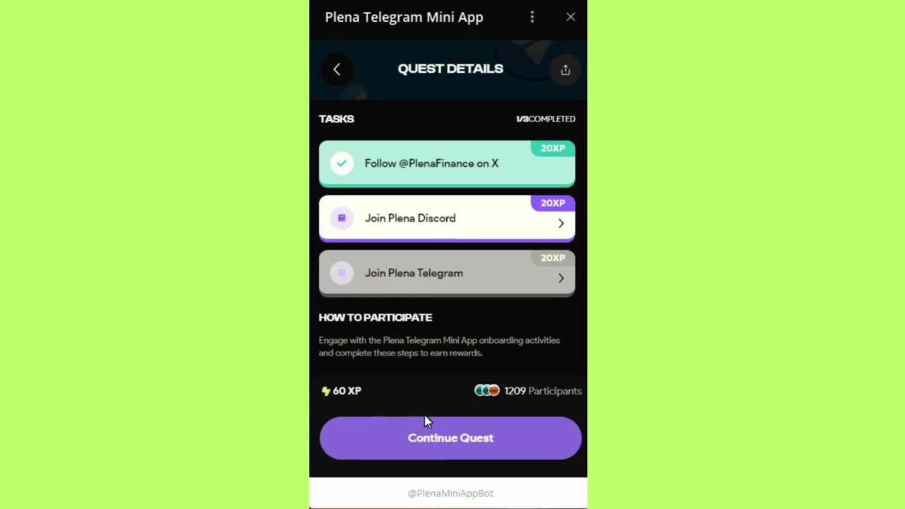 new mining mini app telegram plena