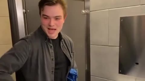 Guy licks toilets!!