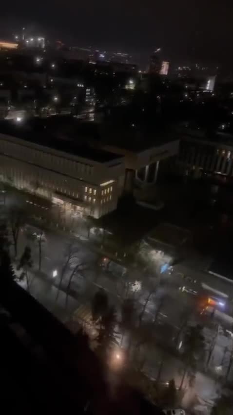 Columns of military equipment in Almaty