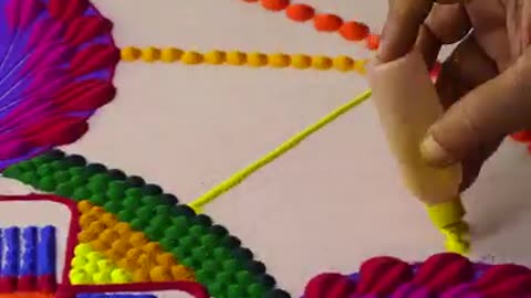 Simple Rangoli Design Using Wide Tooth Combs !!!