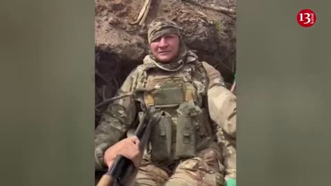 The only surviving Russian soldier in trench surrenders to Ukrainian fighters in fear