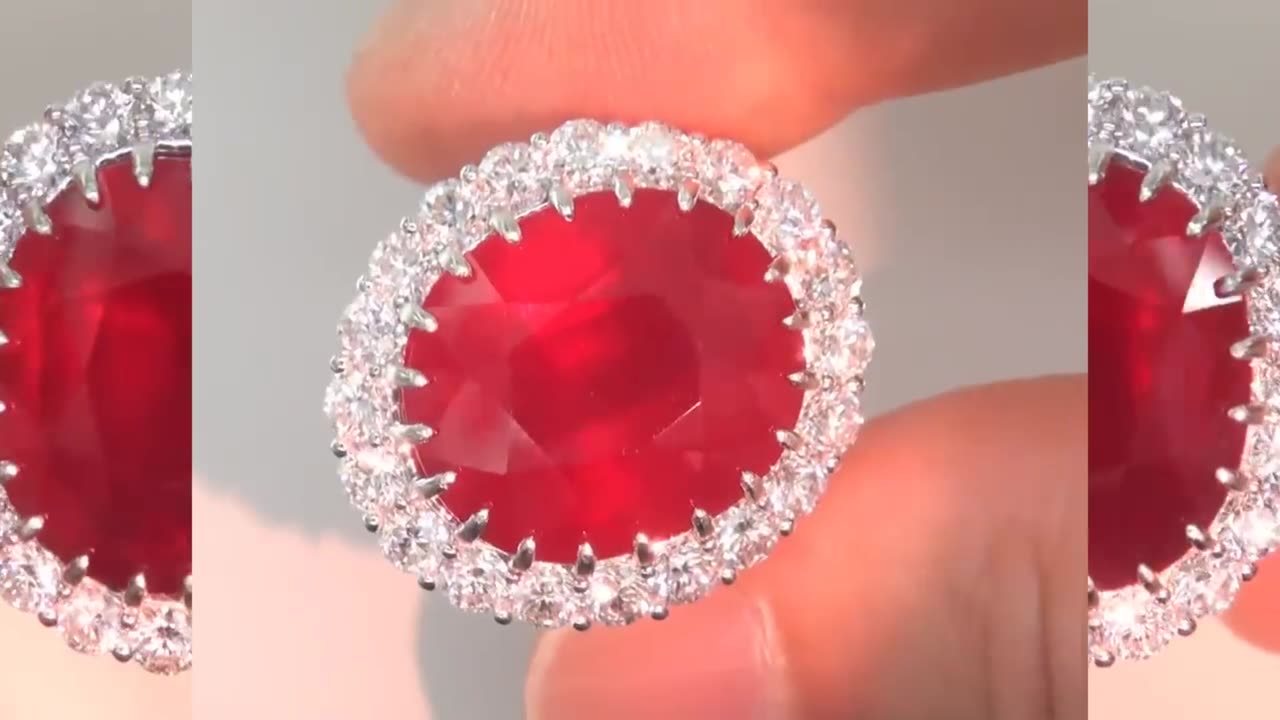 Vintage 21.02 ct Ruby Diamond Solid 18k White Gold