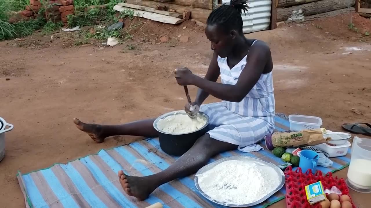 baking birthday cake