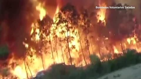 Wildfires turn sky orange in Argentina