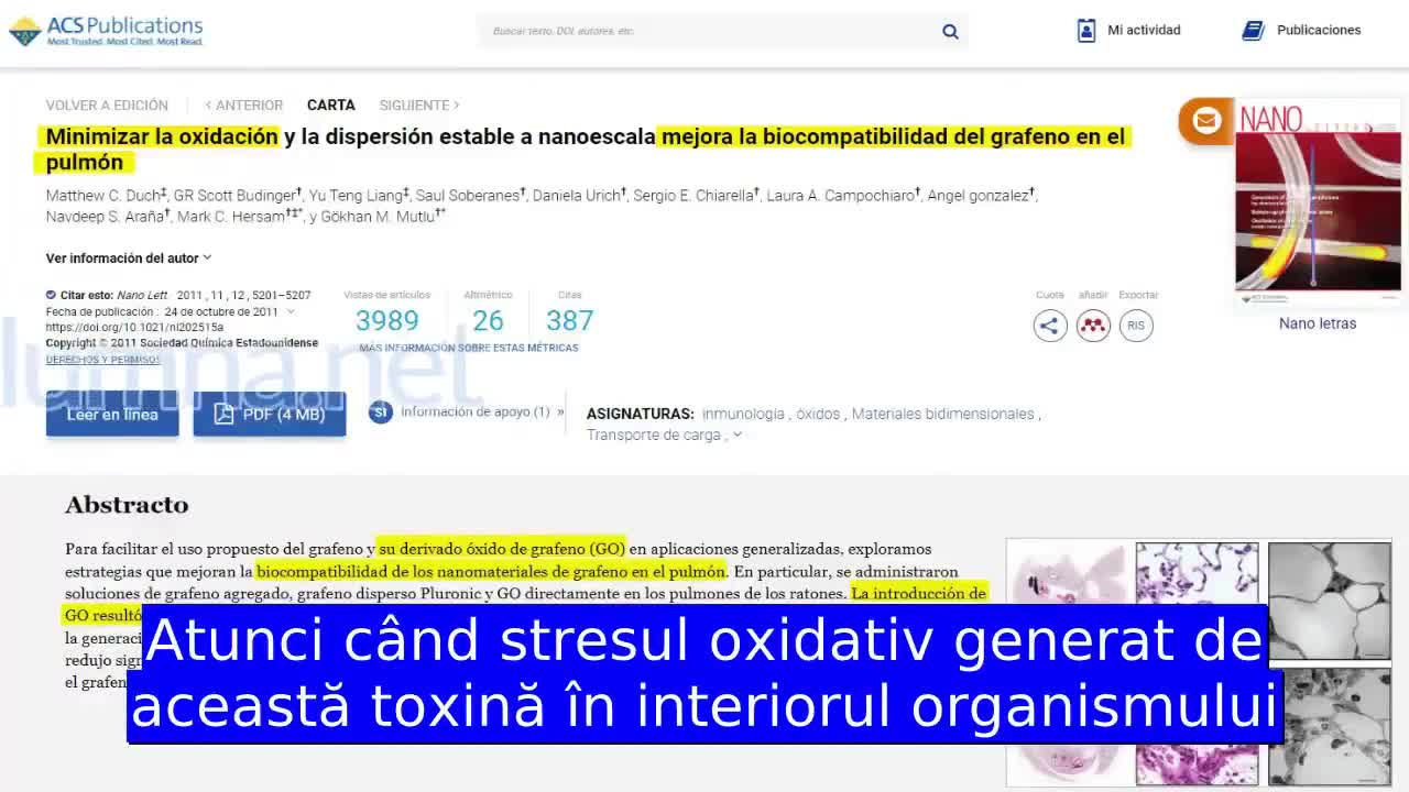 Efectele devastatoare ale oxidului de grafen in organism