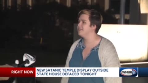 Satanic Symbol Smashed Outside Satanic Temple | New Hampshire