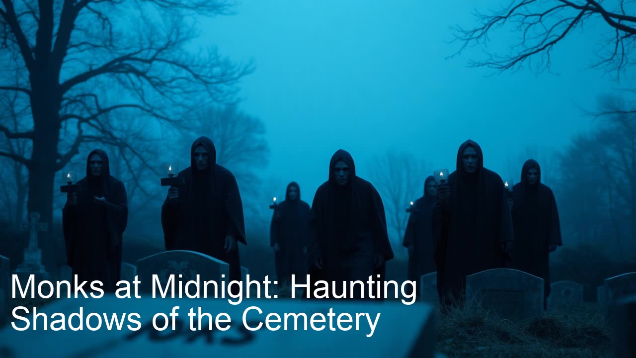 Monks at Midnight: Haunting Shadows of the Cemetery