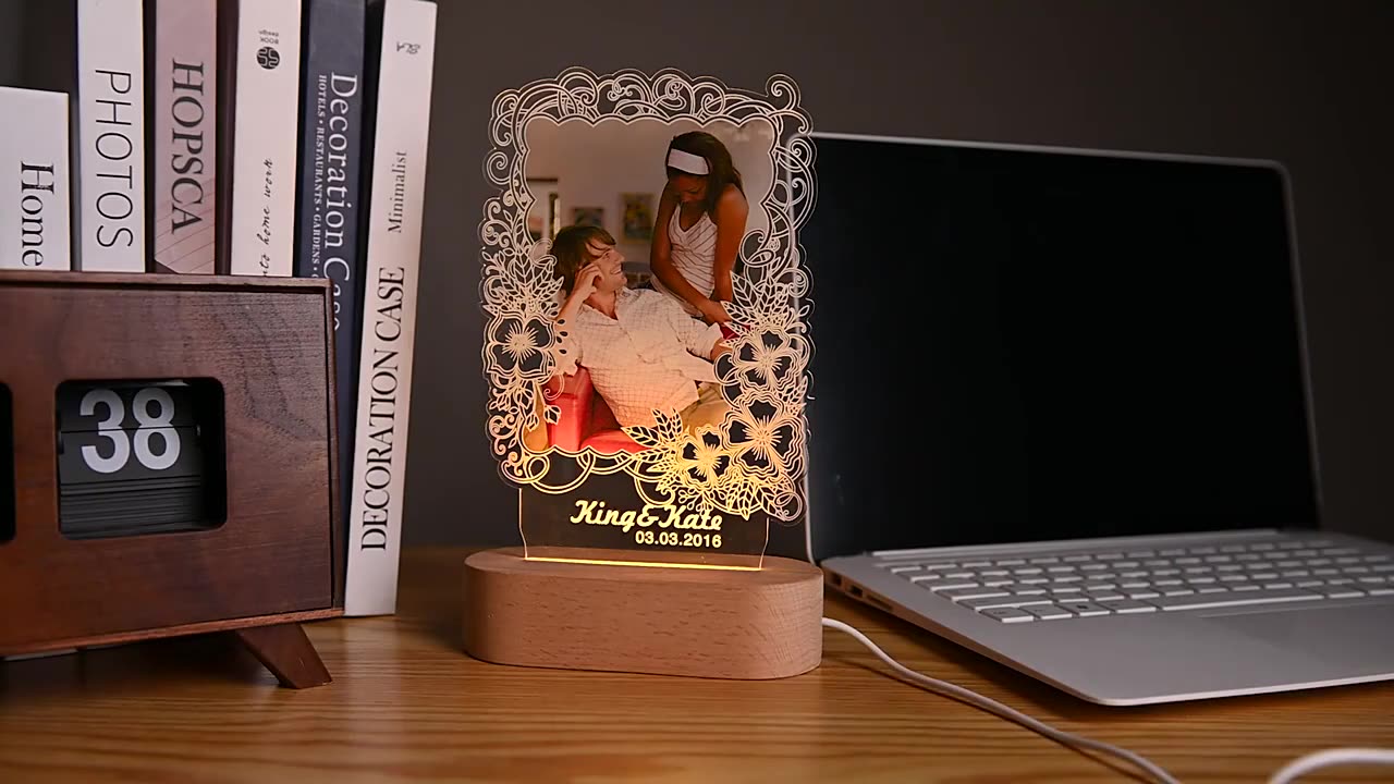 Custom Photo Frame With 3D Lamp DIY Photos With Night Light Living Room Decoration For Wedding