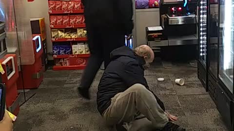 CVS employee help a disturbed person that enter the store.