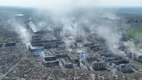 The outskirts of Bakhmut from above.