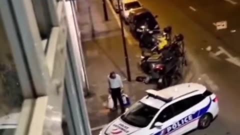 Homeless gets pepper sprayed just for fun by French police at Le Bourget.