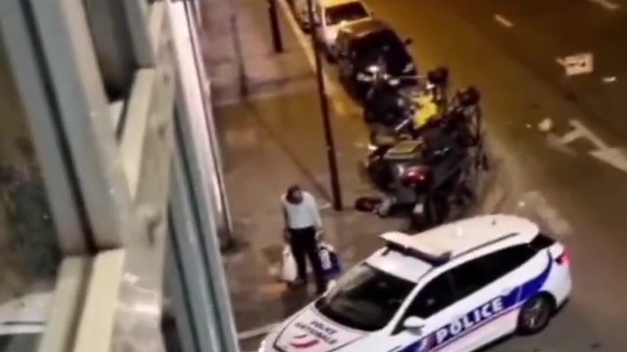 Homeless gets pepper sprayed just for fun by French police at Le Bourget.
