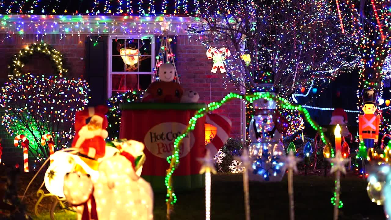 House with lots of Christmas Lights