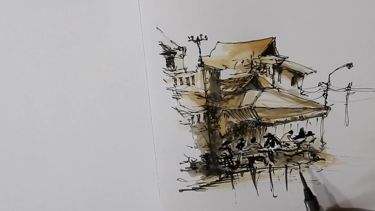 Urban Sketch Akmal Senja. With Ink And Coffee | Aceh, Sumatra, Indonesia