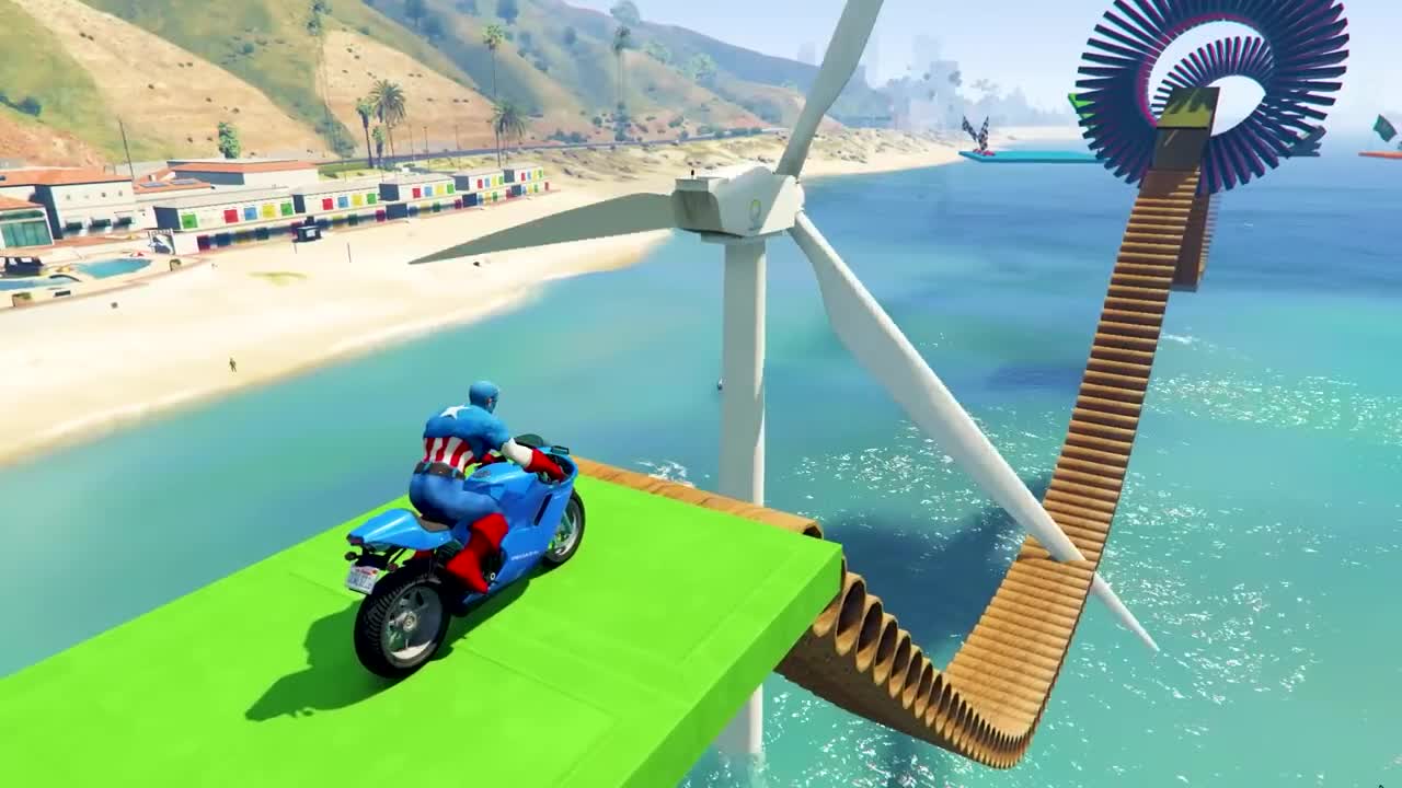 GTA V New Epic Parkour Race For Car Racing Challenge by Cars and Motorcycle, Founded Spider Shark9