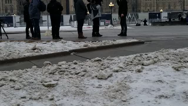 Morning Parliament Hill While Brian Fox Waves Confederate Flag on Behalf of Liberals