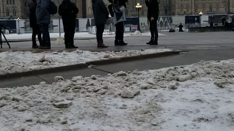 Morning Parliament Hill While Brian Fox Waves Confederate Flag on Behalf of Liberals