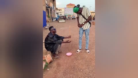 The beggar is dressed
