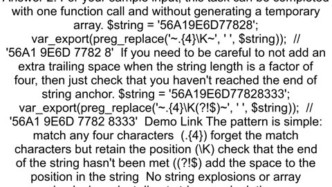 How to add a space between every sequence of four characters like a credit card number