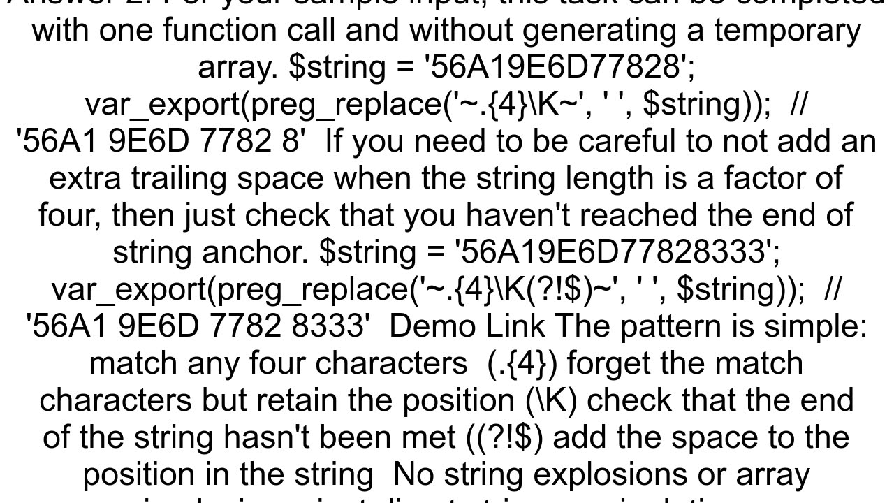 How to add a space between every sequence of four characters like a credit card number