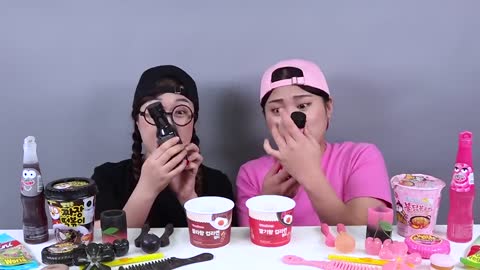 Pink Dessert VS Black Dessert Food Challenge DONA