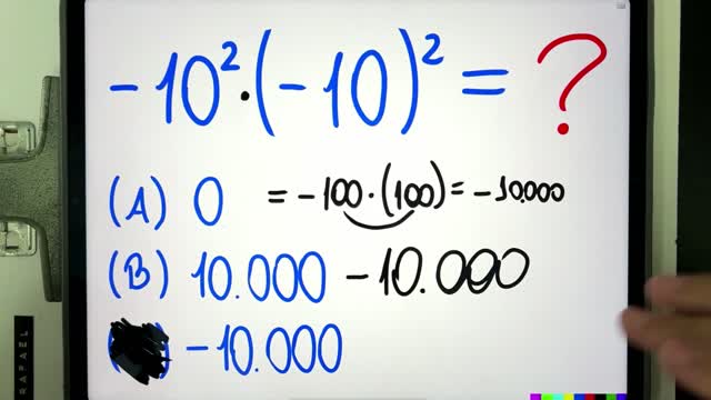 😱 Pleno 2022 e as pessoas ainda ERRAM essa expressão numérica -10²(-10)² =